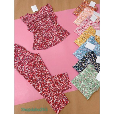 Đồ bộ nữ,đồ ngủ mặc nhà vải lụa BD 91 hoạ tiết hoa nhí dễ thương size 47-60kg.