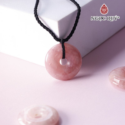 Mặt dây chuyền đồng điếu đá thạch anh hồng mệnh hỏa, thổ - Ngọc Quý Gemstones