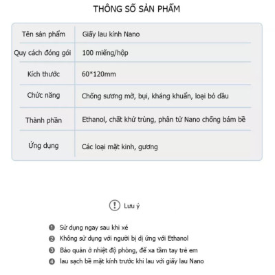 Khăn Lau Kính Nano Hộp 100 Miếng Giấy Lau Kính Chống Bám Hơi Nước, Lau Sạch Vân Tay Bụi Bẩn