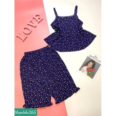 Bộ ngủ 2 dây,đồ bộ nữ,đồ ngủ mặc nhà lửng vải lụa BL 22 hoạ tiết hoa nhí siêu cưng.