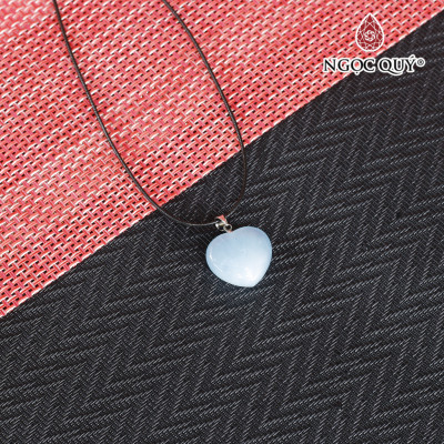 Mặt dây chuyền hình trái tim đá Aquamarine mệnh thủy, mộc - Ngọc Quý Gemstones