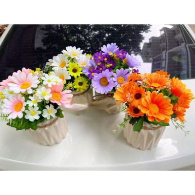 Chậu hoa đồng tiền nhân tạo để bàn làm việc - Cây giả, hoa lụa Decor trang trí nhà cửa