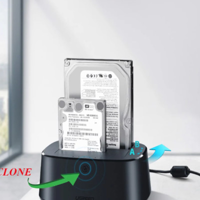 Dock đọc dữ liệu ổ cứng SATA USB 3.0 2 khay Ugreen 50857 - Hàng chính hãng