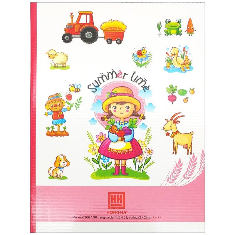 Vở Class Summer Time - 4 Ô Ly 96 Trang 70gsm - Hồng Hà 0308 (Mẫu Màu Giao Ngẫu Nhiên)
