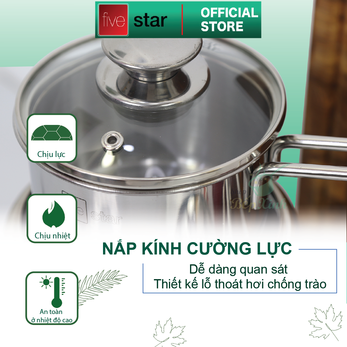 Quánh 3 đáy inox 430 Standard nắp kính bếp từ FSQ14001 (14cm)