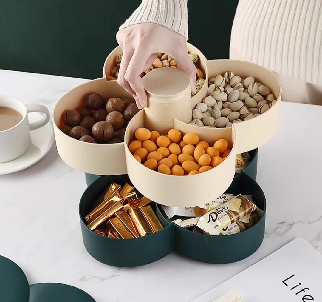 Khay mứt tết Hoa Đào Tết 2 Tầng - Khay đựng đồ ngày tết: Bánh kẹo, trái cây, đồ sấy...