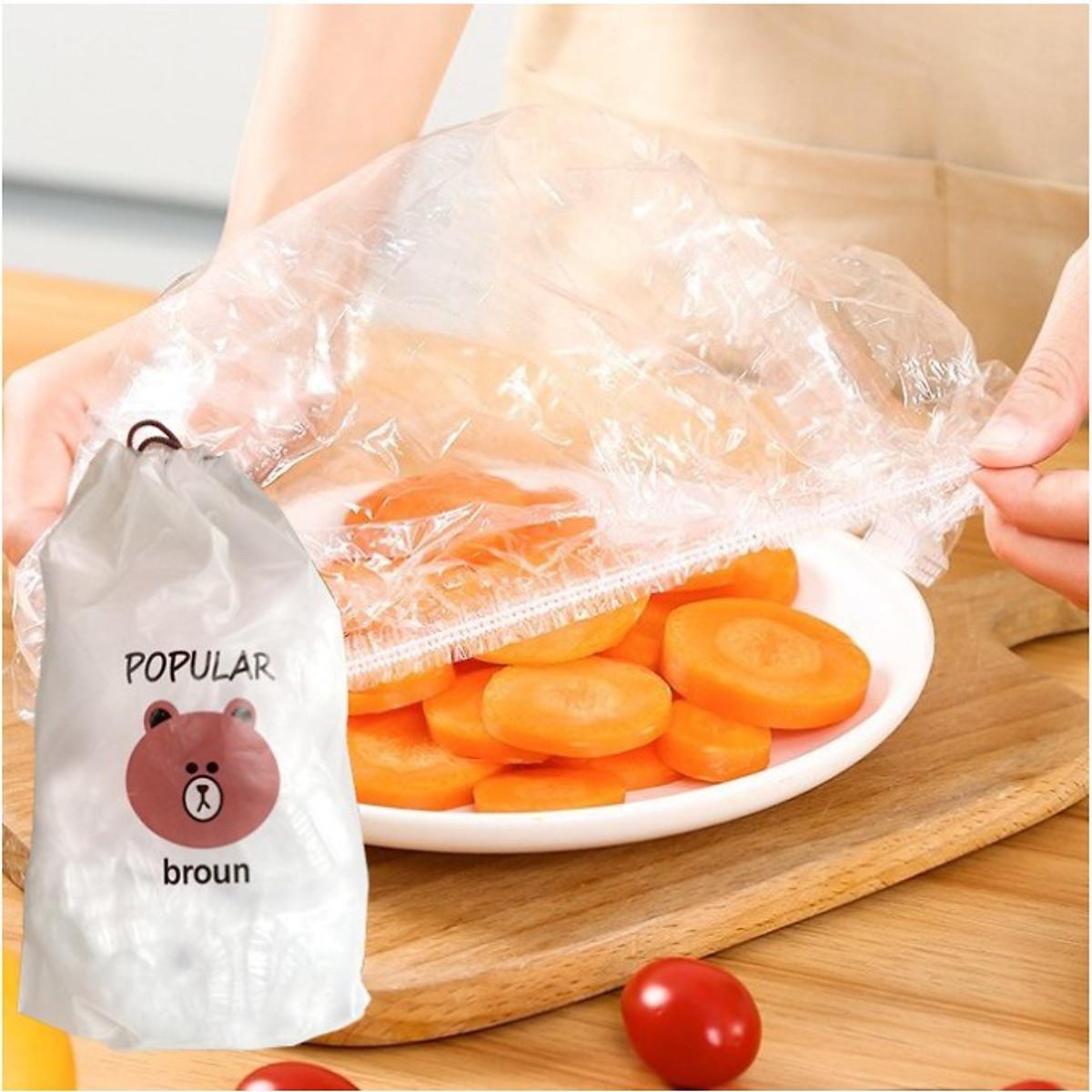 Túi 100 Màng Bọc Thực Phẩm Có Chun ,Túi Bọc Thực Phẩm Gấu