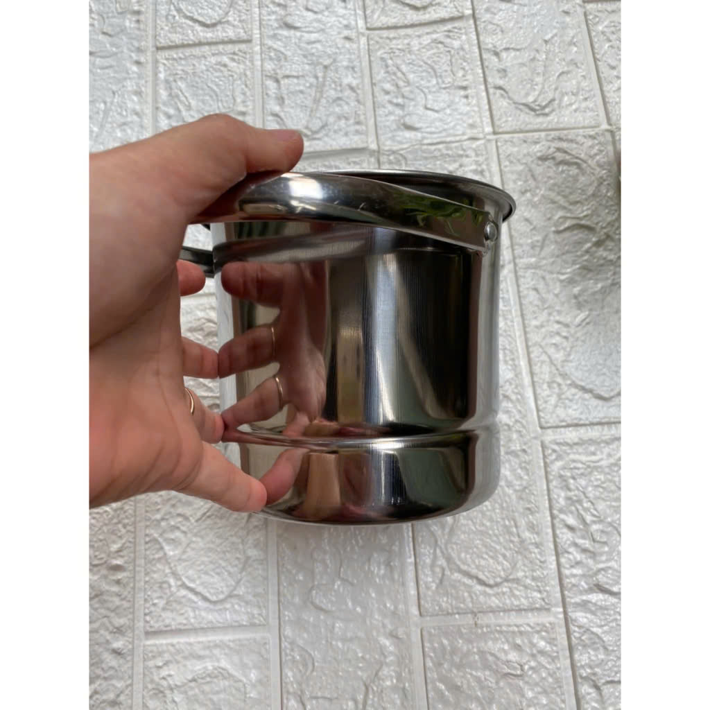 Xô đá Inox 1.5L 13cmx15cm Inox304 Decor | XÔ ĐÁ INOX CÓ QUAI