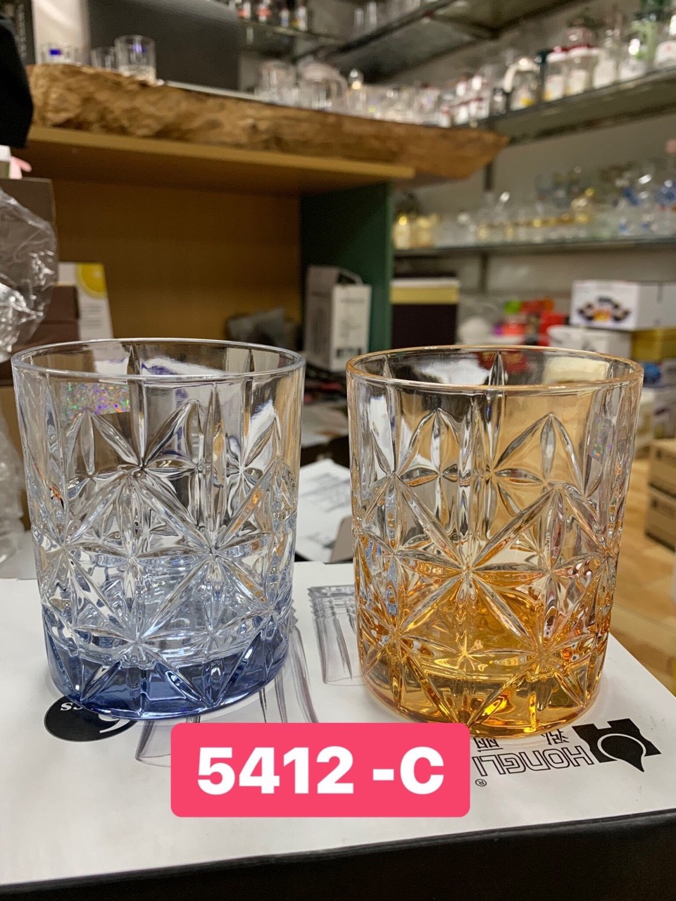 Bộ 6 ly thủy tinh uống nước vân sao đáy bằng - VD46