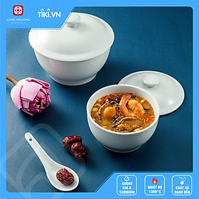 Combo Thố tiềm hầm gà và Thìa lỗ sứ Long Phương 
