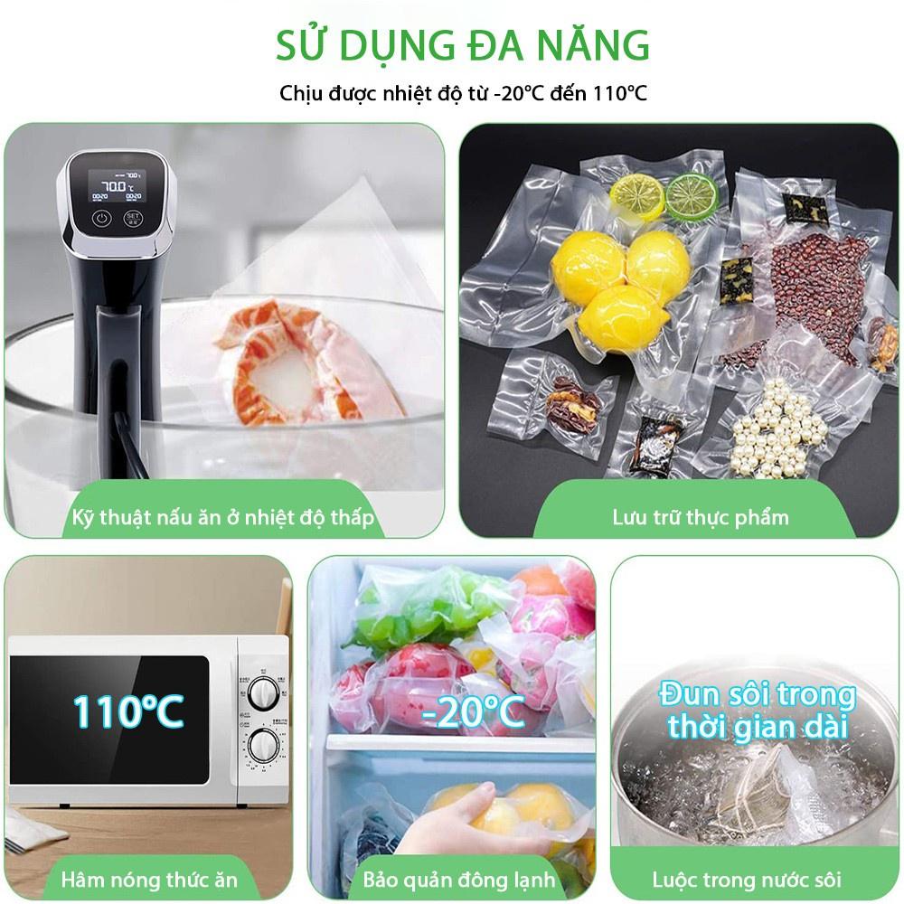 Túi hút chân không thực phẩm hai mặt trơn, 1kg túi hút chân không PA PE trơn dày 10 zem cao cấp đủ size (2 mặt trơn)