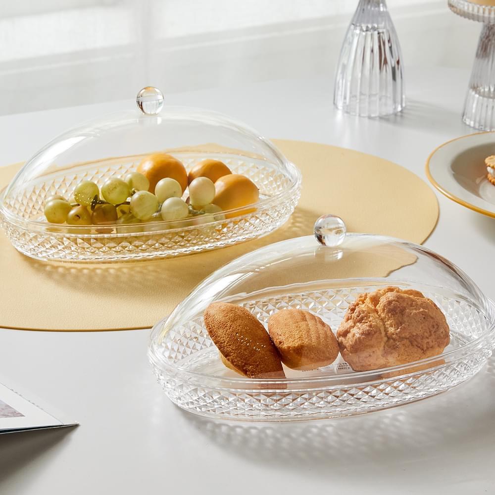 Khay đựng bánh và hoa quả Elegant Oval Dome Korea