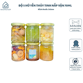 Bộ 5 Hũ Thủy Tinh Tròn Nắp Thiếc 70ML - Dùng Chưng Yến, Đựng Gia Vị, Làm Sữa Chua - HÀNG CHÍNH HÃNG MINIIN