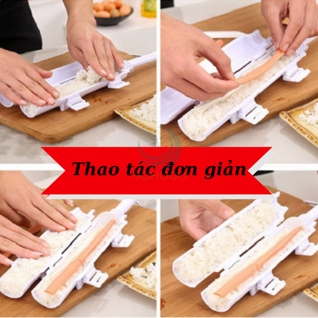 Combo Khuôn Cuộn Sushi Ống Tròn & Mành Tre Truyền Thống Bộ Dụng Cụ Làm Sushi Chuyên Nghiệp - Ống Cuộn & Mành Cuộn Ống Cuốn Sushi Cầm Tay Kèm Mành Tre Nhật Bản