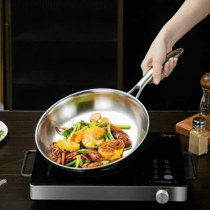 Chảo Inox Đúc Liền Chiên xào đa năng- PHẢI TÔI CHẢO