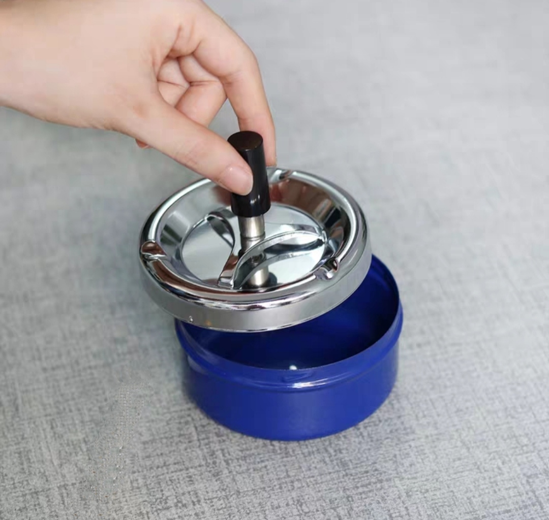 (HÀNG CAO CẤP) Gạt Tàn Thuốc bằng Inox không gỉ Cao Cấp Loại Nhấn giúp không bay tàn khi dùng Quạt tiện dụng sạch sẽ dễ lau rửa- Gạt Tàn Inox