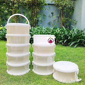 Lồng Bàn Đa Tầng, Khay Hộp Đậy Thức Ăn 5 Tầng MẪU CÓ TAY CẦM - Giữ Nhiệt Chống Bụi Côn Trùng Tiện Dụng, khay đậy thực phẩm hộp đựng thức ăn LOẠI LẮP SẴN