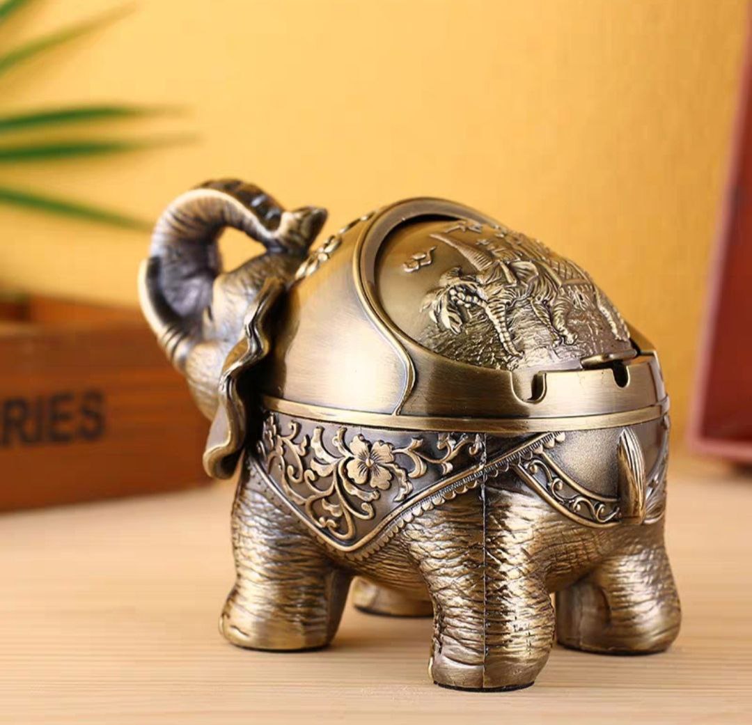 HÀNG CAO CẤP - gạt tàn chú voi đứng bằng đồng ( tặng sét 4 cọ vệ sinh vòi ám nội địa nhật )