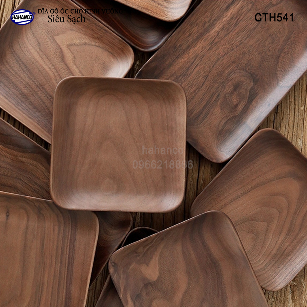 Đĩa vuông gỗ Óc Chó nhập khẩu Mỹ nguyên khối - hàng Xuất Khẩu Châu Âu - CTH541 - đựng đồ ăn/trang trí - đĩa bánh mì/trái cây/ bít tết/ pizza/ phụ kiện chụp ảnh, bày món ăn trong nhà hàng - Sang trọng trên bàn ăn