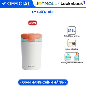 Bình giữ nhiệt LocknLock 320ml LHC4290YRED thép 316L, Hàng chính hãng, nắp bật hai chiều, có ống hút - JoyMall