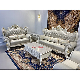 Bộ sofa Văng Juno Sofa Khung Hồng Vàng và bọc da Đức