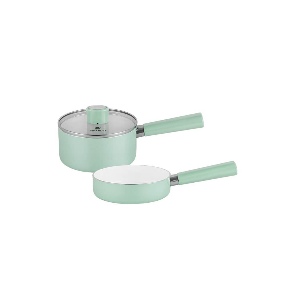 Bộ nồi chảo chống dính sứ Elmich Baby EL-1168, Hàng chính hãng, bắt từ nhanh, có thể dùng trong máy rửa bát - JoyMall