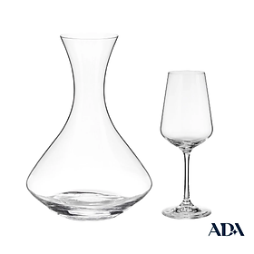 Bộ Bình Lắc Vang và Ly Sandra 1500ml Crystal BOHEMIA