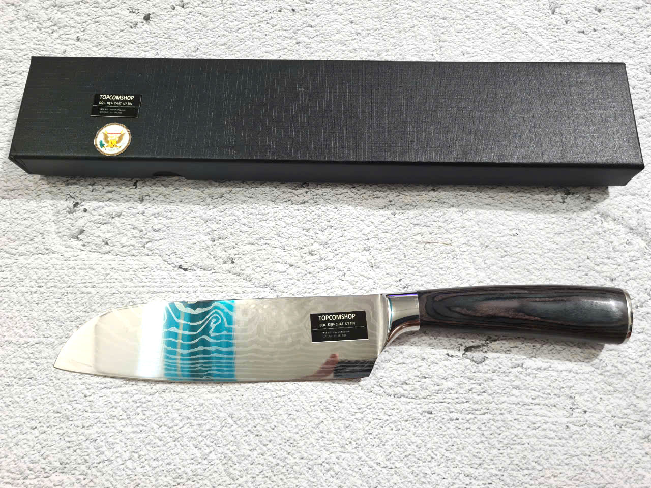 DAO - DAO BẾP NHẬT BẢN SANTOKU THÉP DAMASCUS MÃ A2 DT116 nt topcomshop vn