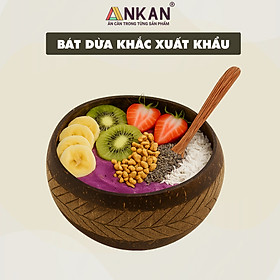 Bát Gáo Dừa Khắc Lá Cọ Thủ Công – Đựng Ngũ Cốc, Sinh Tố, Chè, Bánh Kẹo, Decor Spa