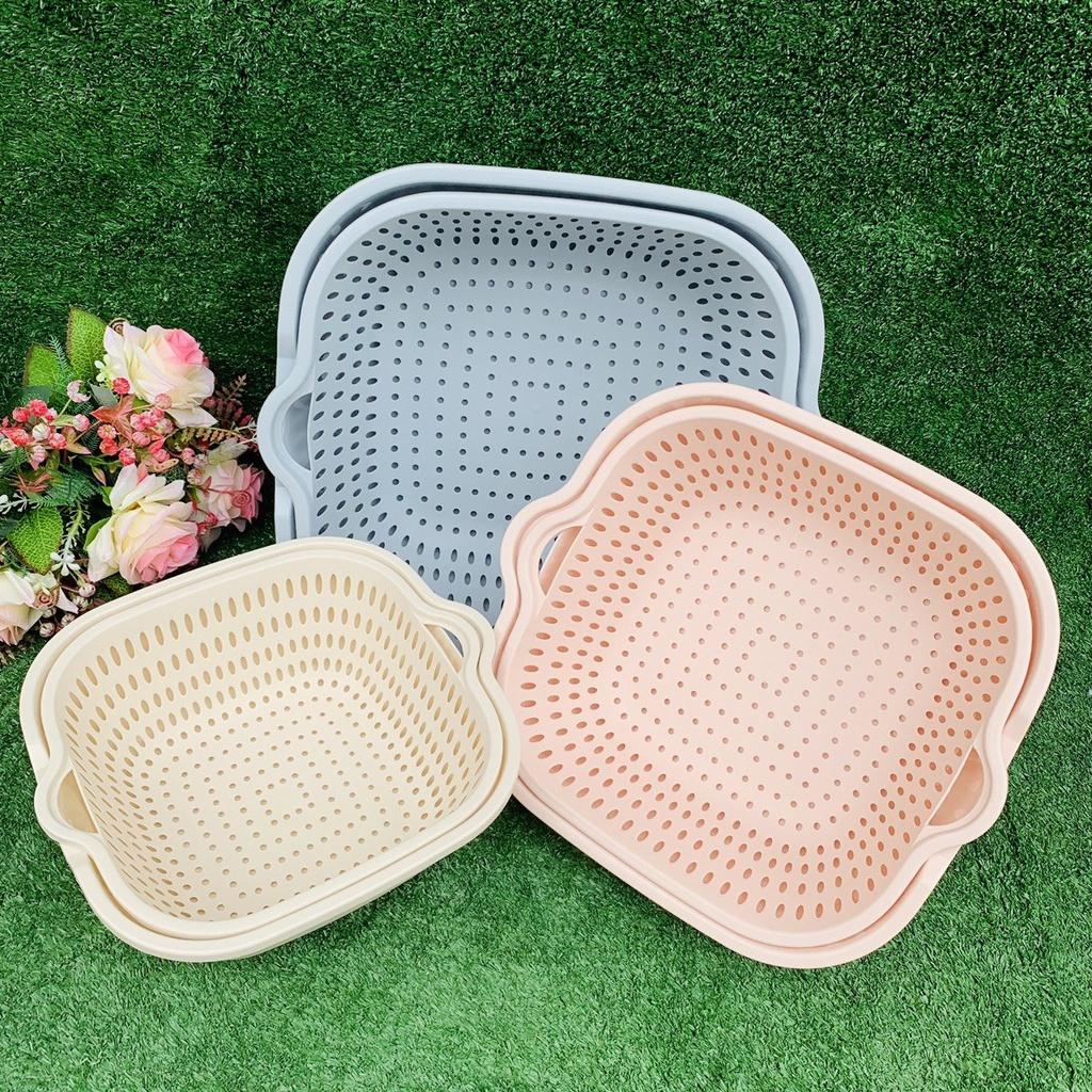 Sét Thau Rỗ Nhựa Đựng Rau Củ Quả 6 Món 3 Kích Thước Đa Năng Cao Cấp - Hàng Việt Nam
