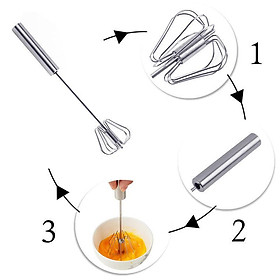 Cây Đánh Trứng Inox Có Trục Xoay Tự Động Nhỏ Gọn Tiện Dụng