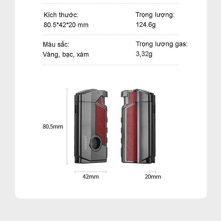 Vỏ Hột Quẹt Bật Lửa Gas Jobon BCZ-795 Khò 3 Tia Cực Mạnh - Nhiều Màu (KHÔNG SẴN GAS)