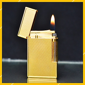 Vỏ Hột Quẹt Bật Lửa Upon D139V Họa Tiết Hình Ô Vuông Nhỏ Li Ti Màu Vàng Sang Trọng - Dùng Gas Đá Cao Cấp