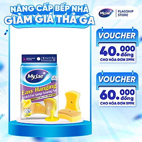Miếng Bọt Biển Rửa Chén MyJae 2 Mặt, Mút Xốp Rửa Bát Đa Năng Kèm Miếng Nhựa Hít Kê  11.3cm x 7.8cm x 3cm  (2 Miếng/Gói)