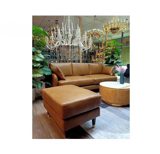 Sofa băng da bò Italy Tundo màu vàng SFBCT13 2m4 x 1m6 hàng cao cấp chuẩn da bò nhập khẩu Ý