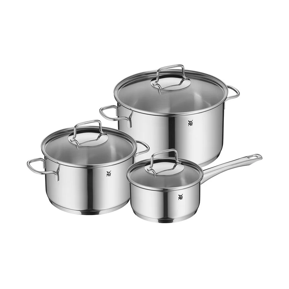 Bộ Nồi WMF Astoria 3 Món Đáy Từ 3 Lớp Nguyên Khối Thép Không Gỉ Cromargan Size 24,20,16cm - 0780036380