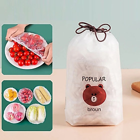 Túi màng bọc thực phẩm TOKDODO chất liệu PE co giãn có chun siêu dai, Túi gấu bọc đồ ăn thực phẩm có thể tái sử đụng, (túi 80-100 chiếc)