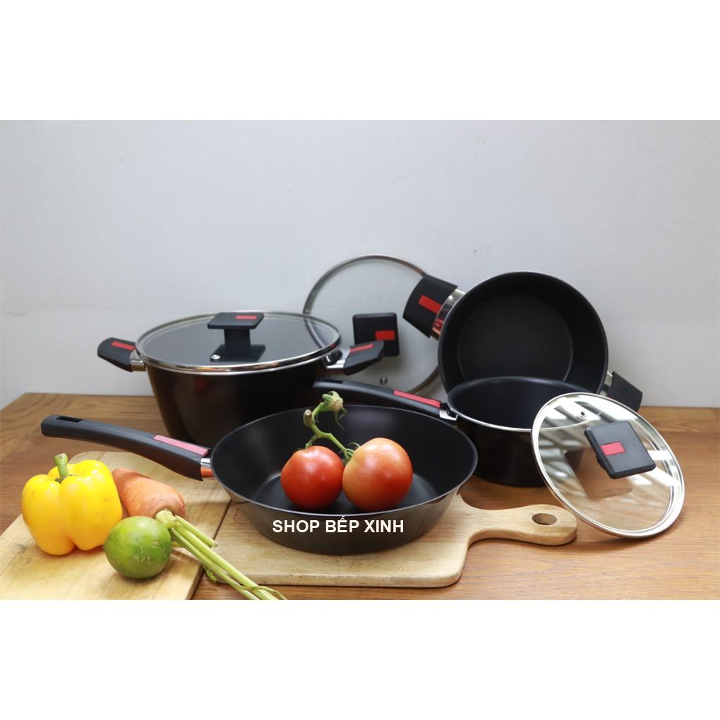Bộ nồi đáy từ hợp kim nhôm phủ PTFE Kims cook chống dính 2 mặt