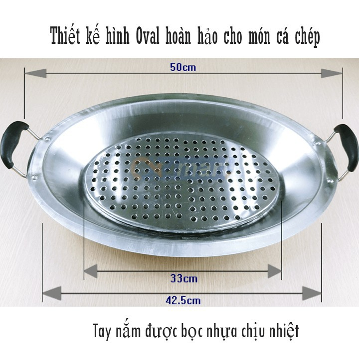 Khay Lẩu Cá Chép Om Dưa Cả Con, Có Vỉ Đáy Chống Cháy Sát, Inox Đun Trên Mọi Loại Bếp Hàng Chính Hãng