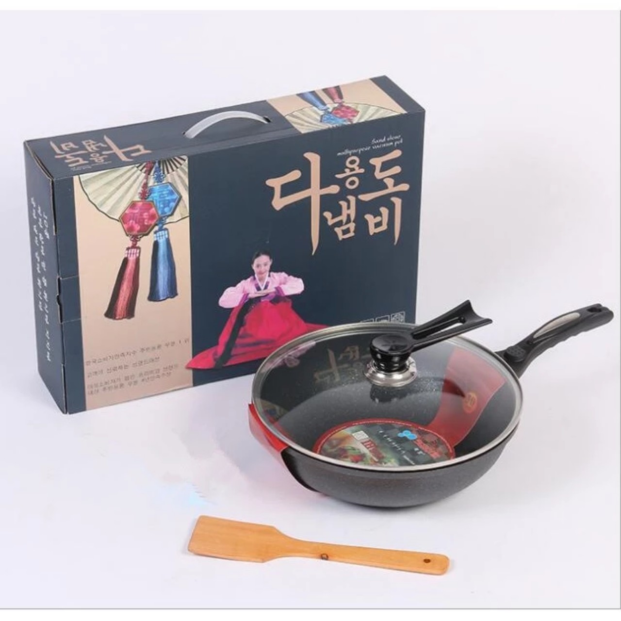 Chảo Chống Dính Siêu Bền Sâu Lòng Đá Coopia Hàn Quốc có nắp kính size 32cm/30cm (Tặng Thìa Gỗ ) - HÀNG CHÍNH HÃNG MINIIN