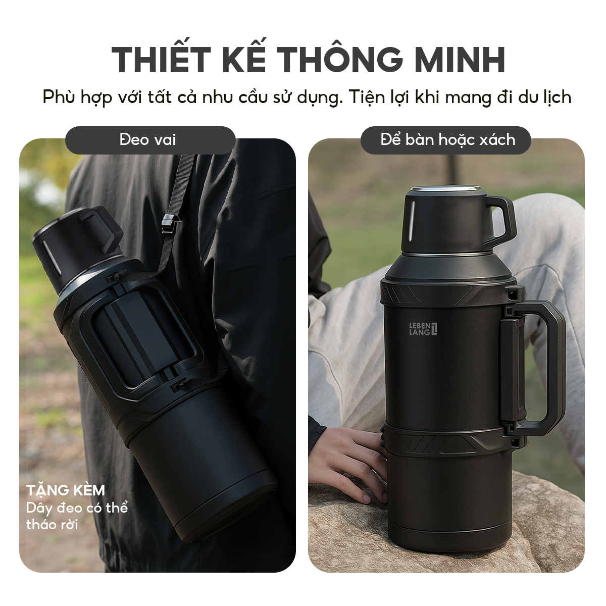 Bình Giữ Nhiệt Inox 4L Lebenlang LBL3026, Lõi Lọc Trà Inox 316, Giữ Nhiệt 6–8H, Có Dây Đeo, Miệng Rộng Dễ Vệ Sinh - hàng chính hãng