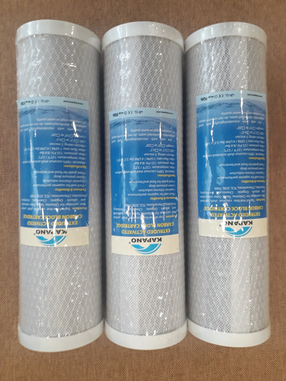 Lõi lọc than hoạt tính khối đặc CTO 10 inch Kapano (cấp lọc số 2, 3) - Hàng chính hãng