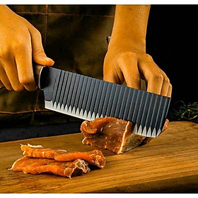 Dao đen mũi vuông ,chống  dính lưỡi dao thép không rỉ ,dao bếp thiết kế gợn sóng  , sắc bén ,cán dao bọc cao su chắc chắn chống trơn trượt thiết kế phù hợp với tay cầm 