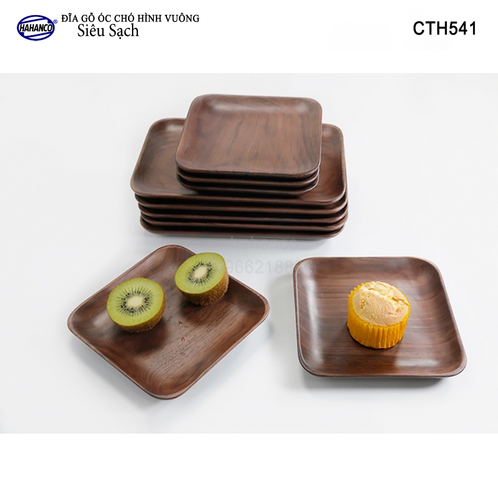 Đĩa vuông gỗ Óc Chó nhập khẩu Mỹ nguyên khối - hàng Xuất Khẩu Châu Âu - CTH541 - đựng đồ ăn/trang trí - đĩa bánh mì/trái cây/ bít tết/ pizza/ phụ kiện chụp ảnh, bày món ăn trong nhà hàng - Sang trọng trên bàn ăn