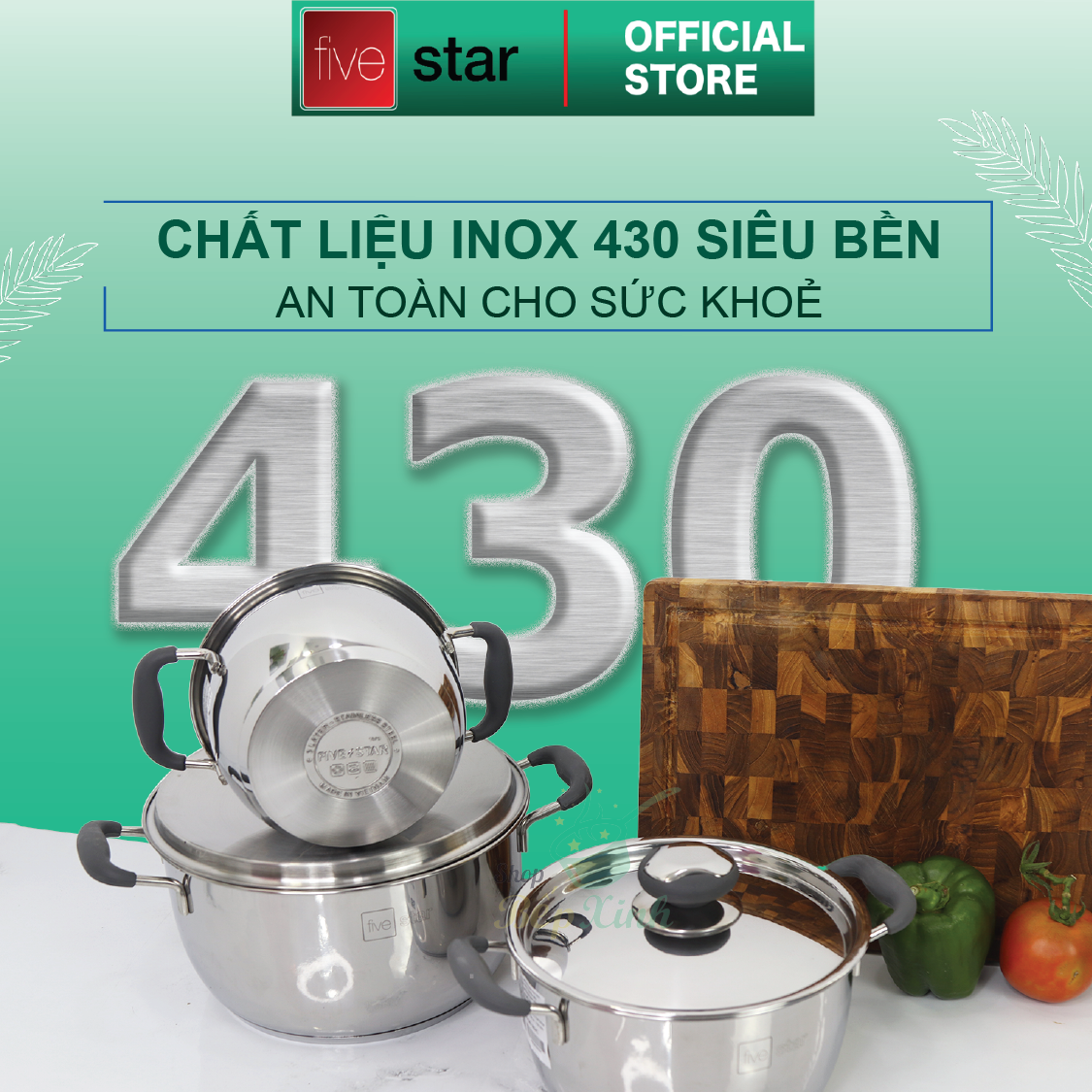Nồi Inox đáy từ Fivestar Quai Silicon - Tặng 5 muỗng inox
