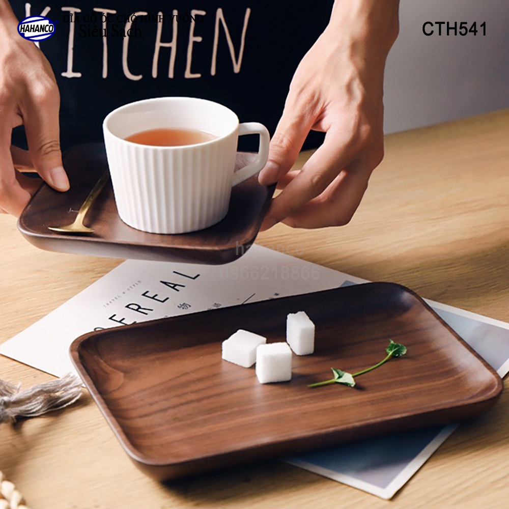 Đĩa vuông gỗ Óc Chó nhập khẩu Mỹ nguyên khối - hàng Xuất Khẩu Châu Âu - CTH541 - đựng đồ ăn/trang trí - đĩa bánh mì/trái cây/ bít tết/ pizza/ phụ kiện chụp ảnh, bày món ăn trong nhà hàng - Sang trọng trên bàn ăn