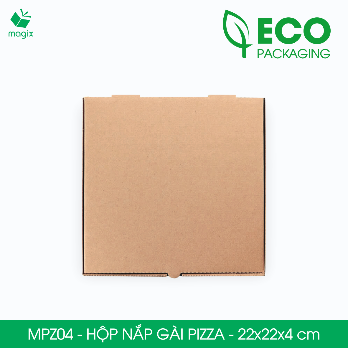 MPZ04 - 22x22x4 cm - 100 Hộp nắp gài pizza đa dụng - Hộp nắp gập, hộp carton gói hàng, hộp quà