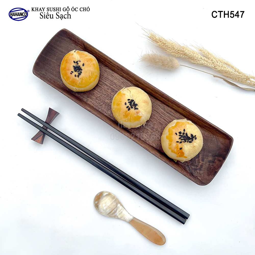 Khay Sushi gỗ Óc Chó nhập khẩu Mỹ nguyên khối - CTH547 - hàng Xuất Khẩu Nhật - đựng đồ ăn/trang trí - đĩa bánh mì/trái cây/bít tết/phụ kiện chụp ảnh, bày món ăn trong nhà hàng - Sang trọng trên bàn ăn
