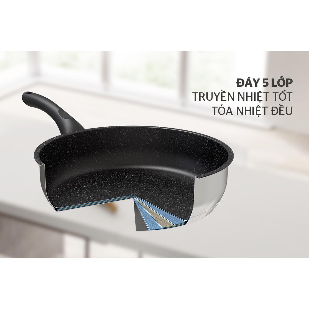 Chảo chống dính 5 đáy Sunhouse IN26M4, Chất liệu inox, Đường kính 26cm, Chất liệu inox sử dụng được trên tất cả các loại bếp - Hàng chính hãng
