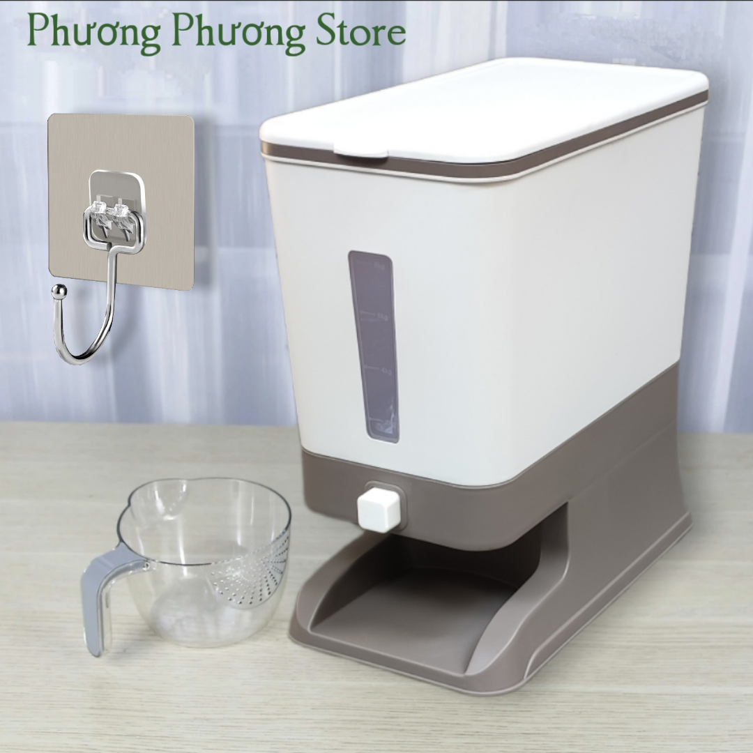 Thùng đựng gạo 10kg thông minh Xuất Nhật Care M6868 - thùng đựng ngũ cốc, chống côn trùng, ẩm mốc ( tặng vỉ dán tường to )
